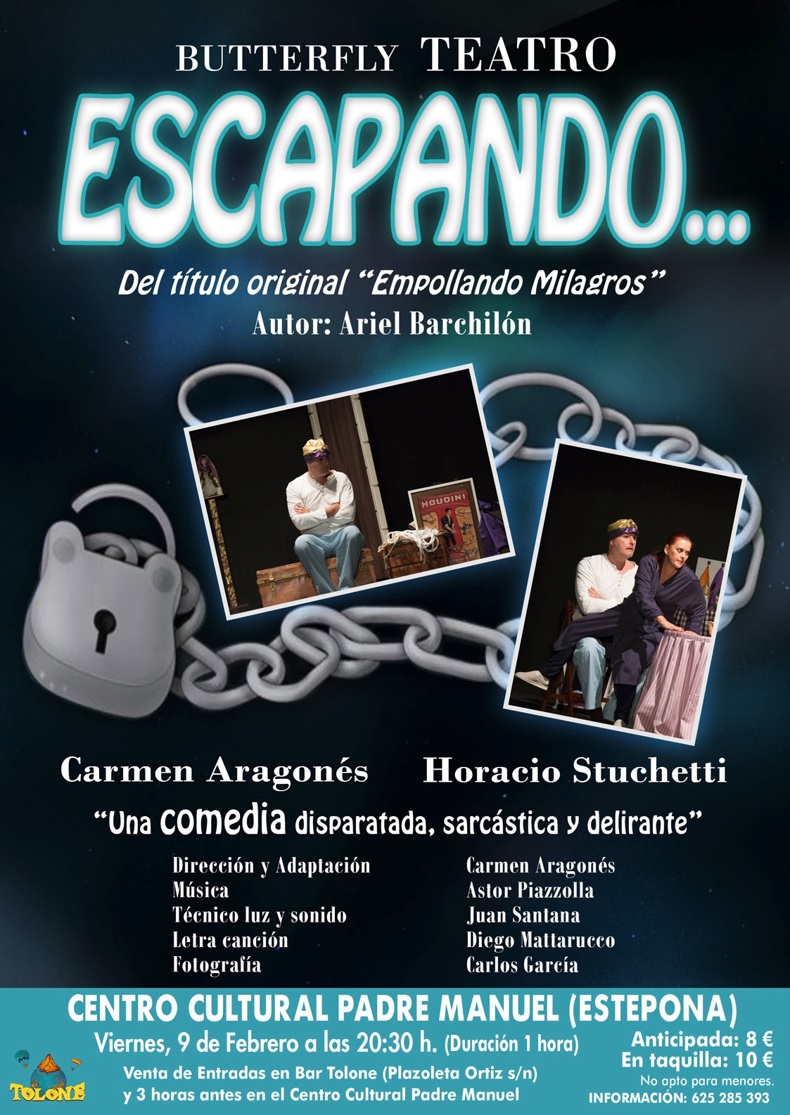 Butterfly Teatro vuelve a Estepona con la obra “ESCAPANDO...”, una tragicomedia disparatada, sarcástica y delirante, no apta para menores