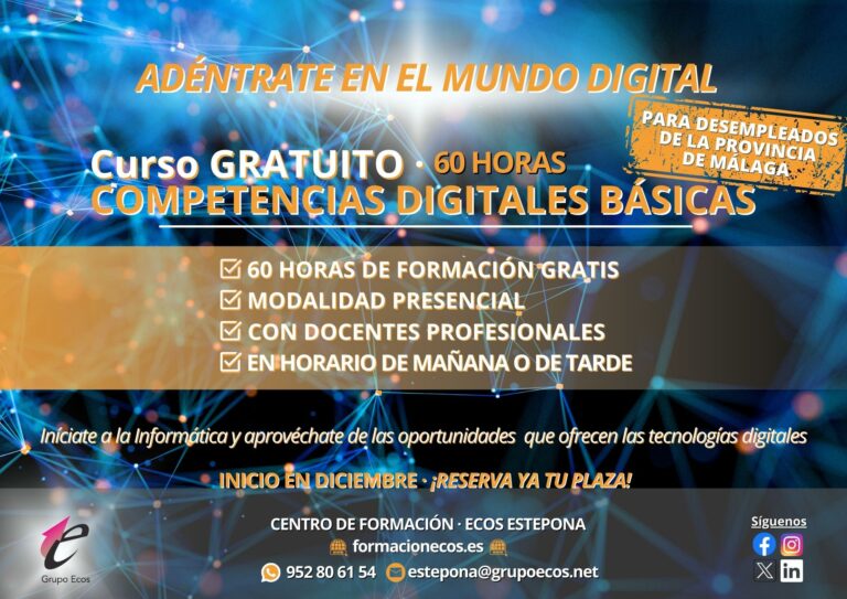 Cursos gratuitos de competencias digitales destinados a personas desempleadas