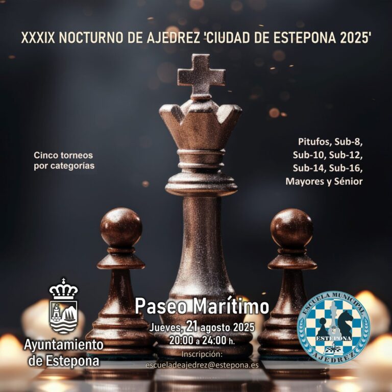 El XXXIX Torneo Nocturno de Ajedrez ‘Ciudad de Estepona’ reunirá 200 jugadores el 21 de agosto