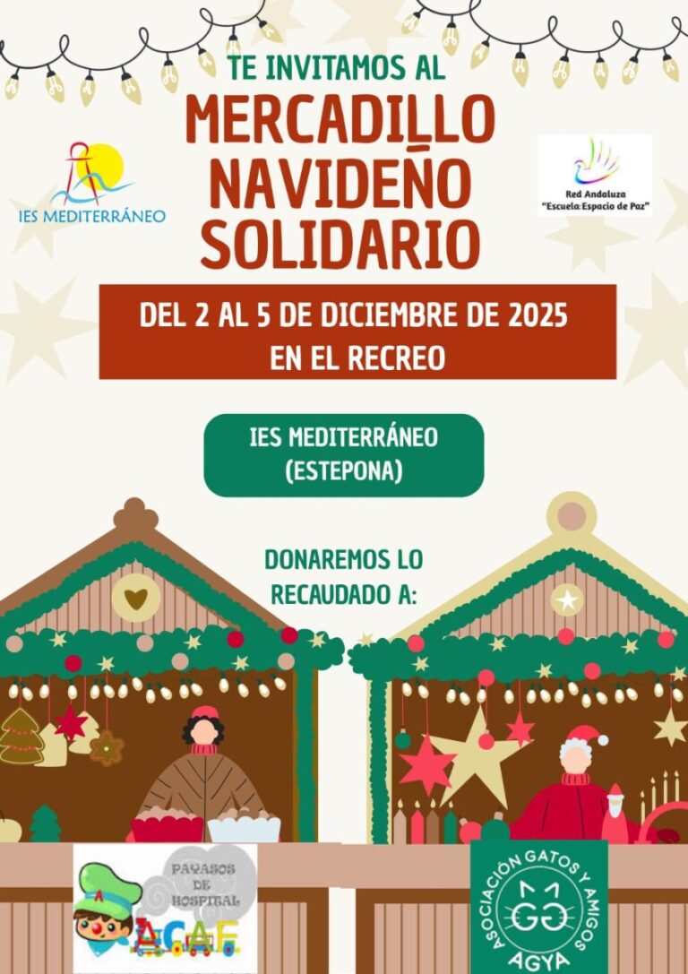 El IES Mediterráneo de Estepona celebra su IV Mercadillo Navideño Solidario a beneficio de Payasos de Hospital y la protectora AGYA