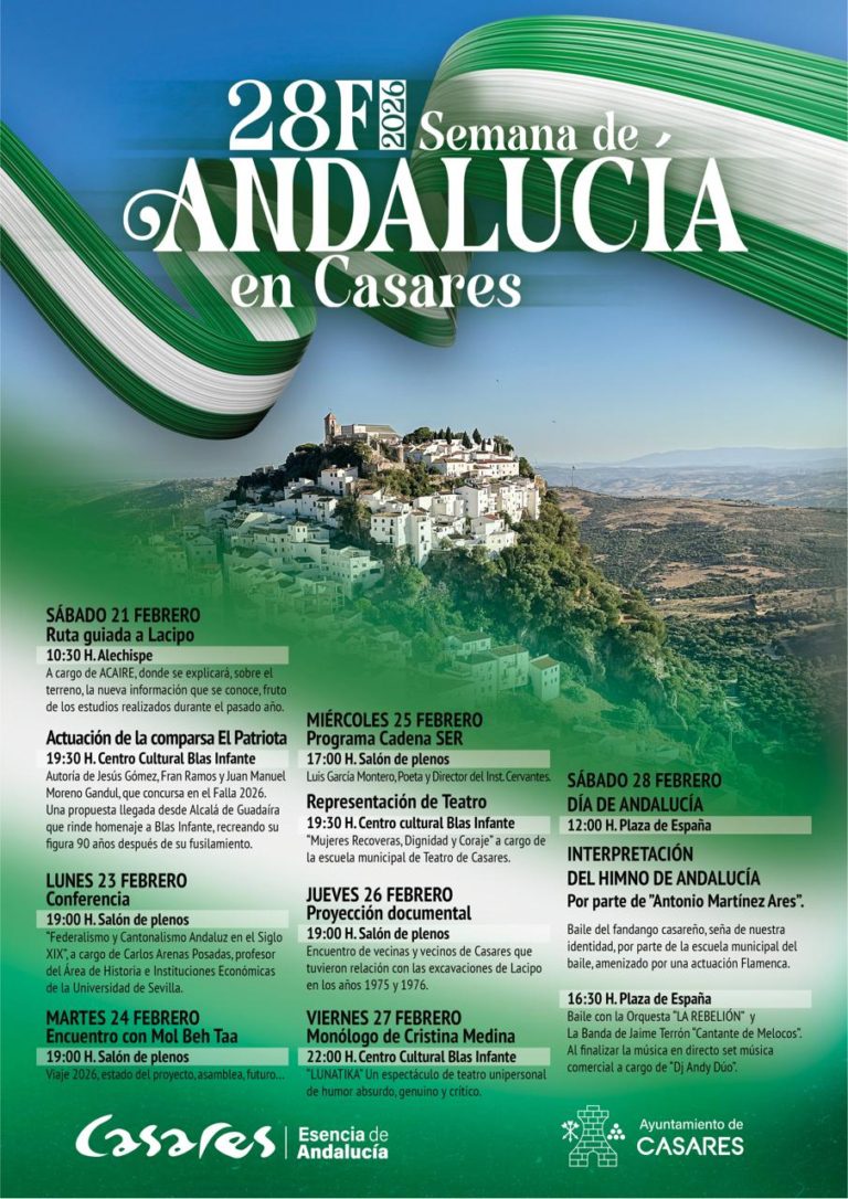 Casares celebra del 21 al 28 de febrero la Semana de Andalucía con Martínez Ares y García Montero
