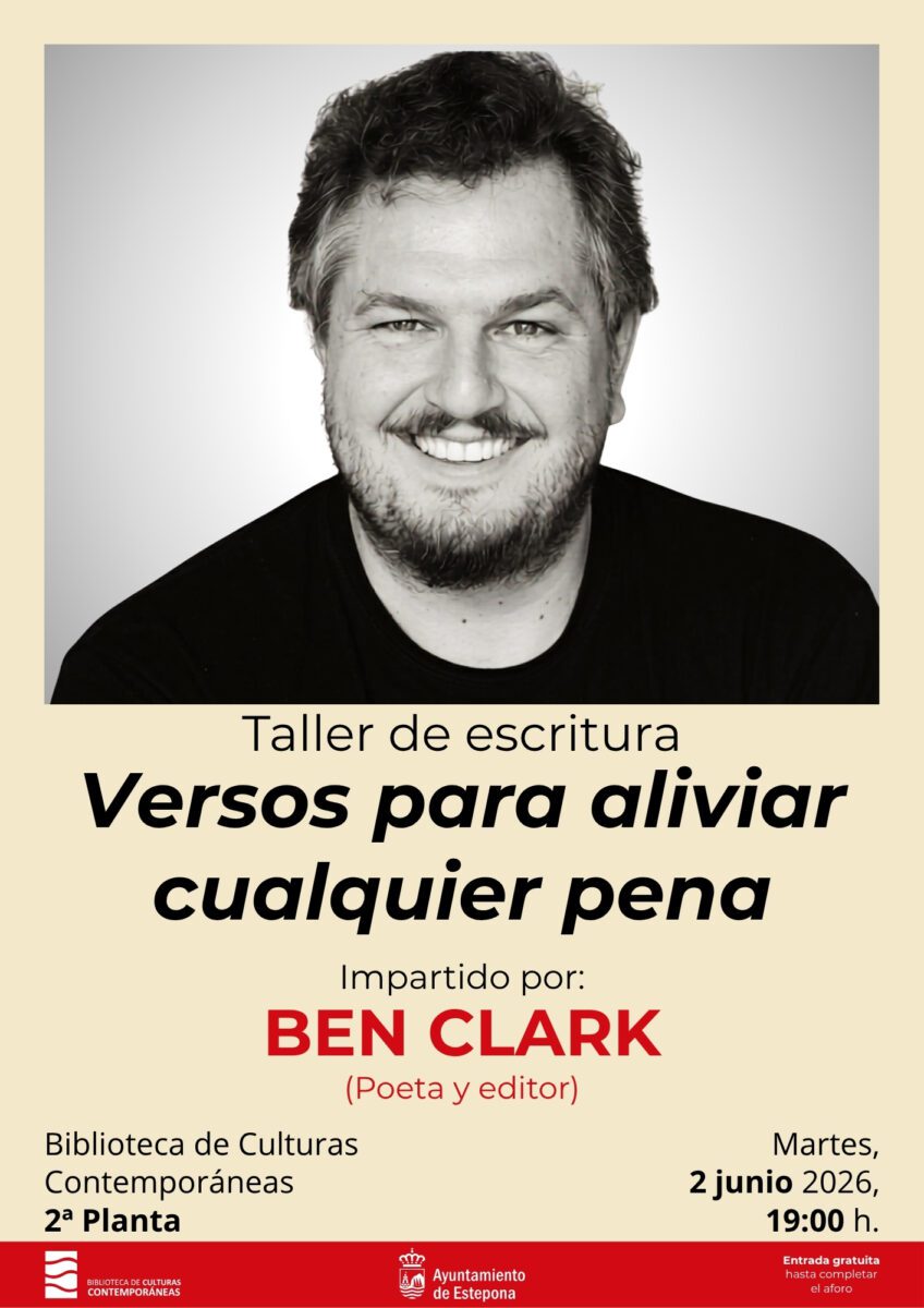 En la Biblioteca de Culturas Contemporáneas de Estepona se presentará el 3 de junio el último poemario de Ben Clark, ganador del premio Loewe