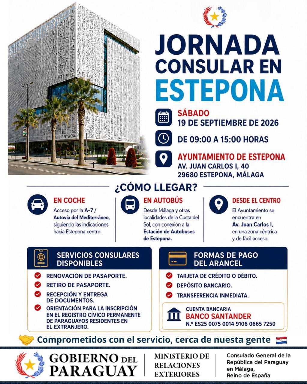 Estepona acoge la jornada consular de Paraguay el 19 de septiembre