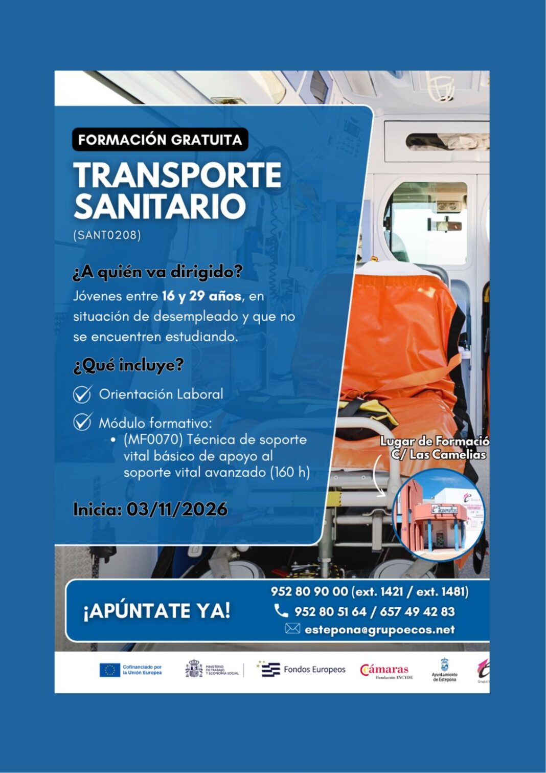 El Ayuntamiento de Estepona abre inscripciones para curso de transporte sanitario