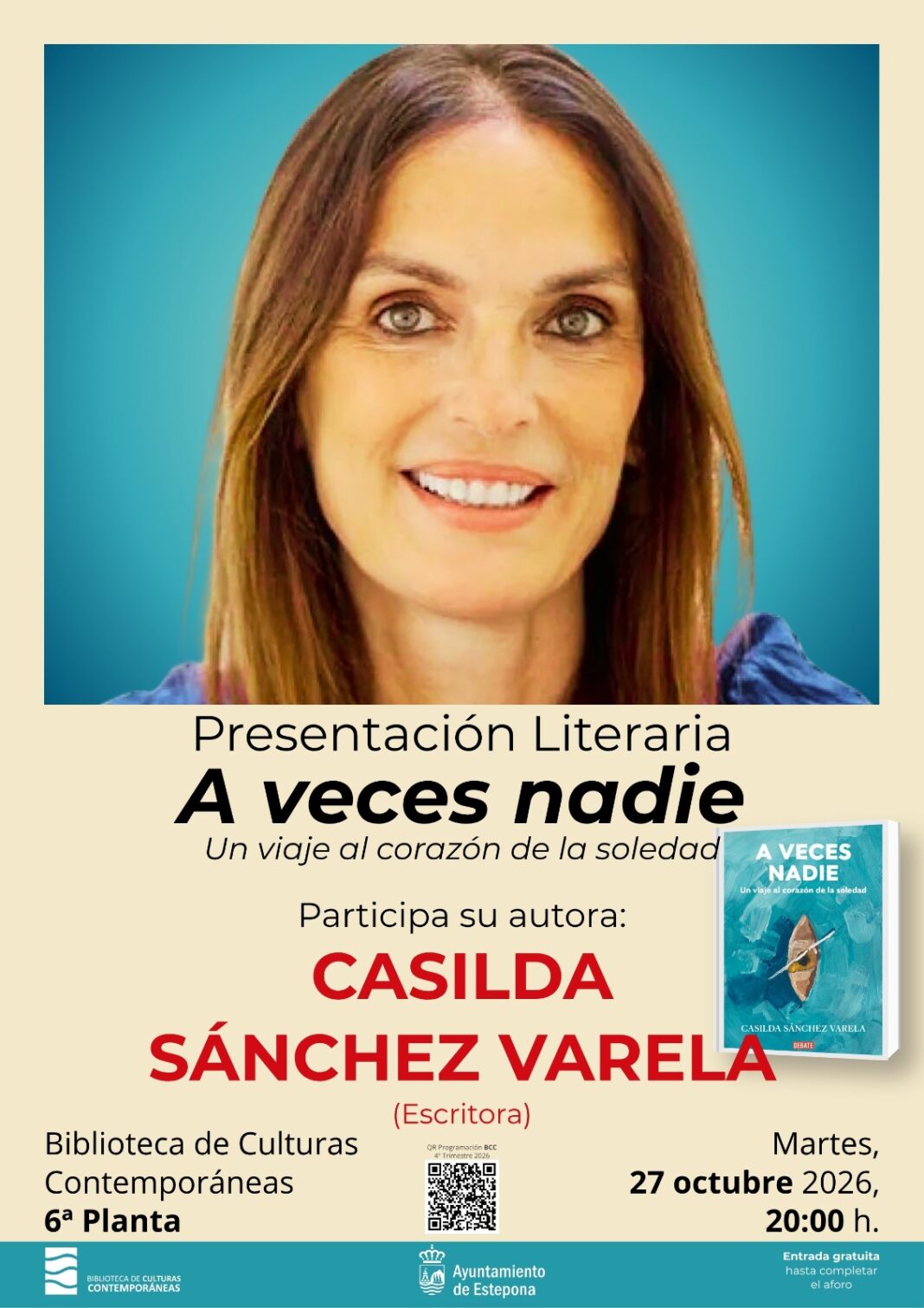 La Biblioteca de Culturas Contemporáneas de Estepona acoge el 27 de octubre la presentación de 'A veces nadie'